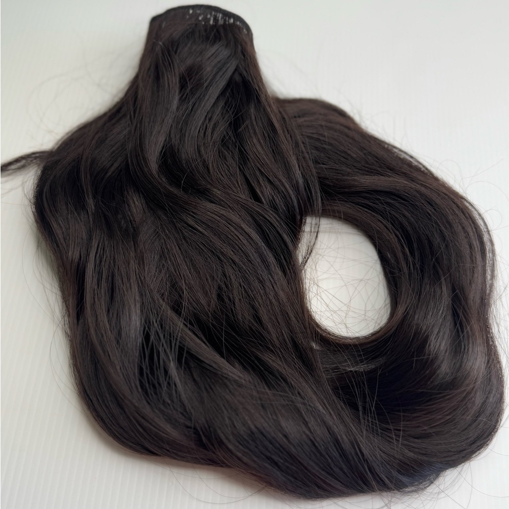 Dark Brown Clip in hair extensions 22 in Water Wave hair - Picture 9 of 14